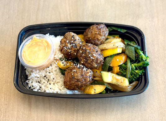 KOREAN BBQ MEATBALLS W/CHILI MAYO